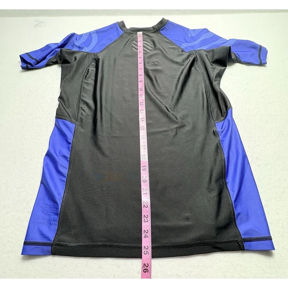 SANABUL Men Rash Guard Short Sleeve Compression Top Sz M Blue Black‎ Swim 60-17